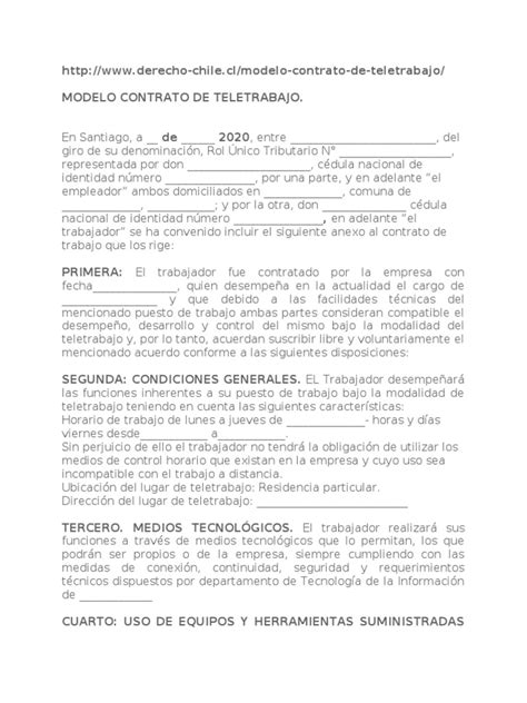 Modelo Contrato Teletrabajo Pdf Teletrabajo Propiedad