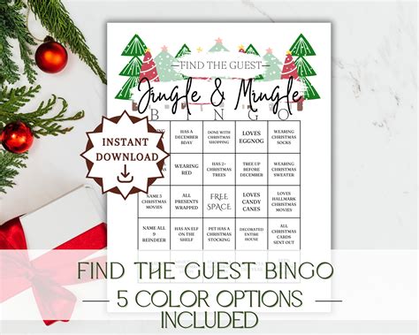 Christmas Jingle Mingle Bingo Work Holiday Bingo Office Bingo