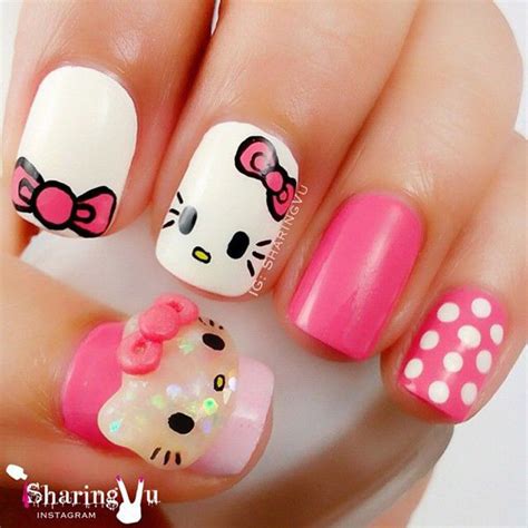 12 Cute Hello Kitty Nail Design Ideas Kitty Nail Nail Art Pretty