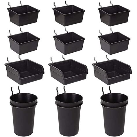 Pegboard Bins Peg Board Cups With Hooks Loops 12 Pack System Kit