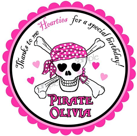 Pink Pirate Stickers Pink Pirate Birthday Partyskull And