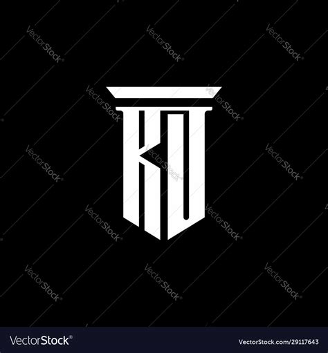 Ku Monogram Logo With Emblem Style Isolated Vector Image