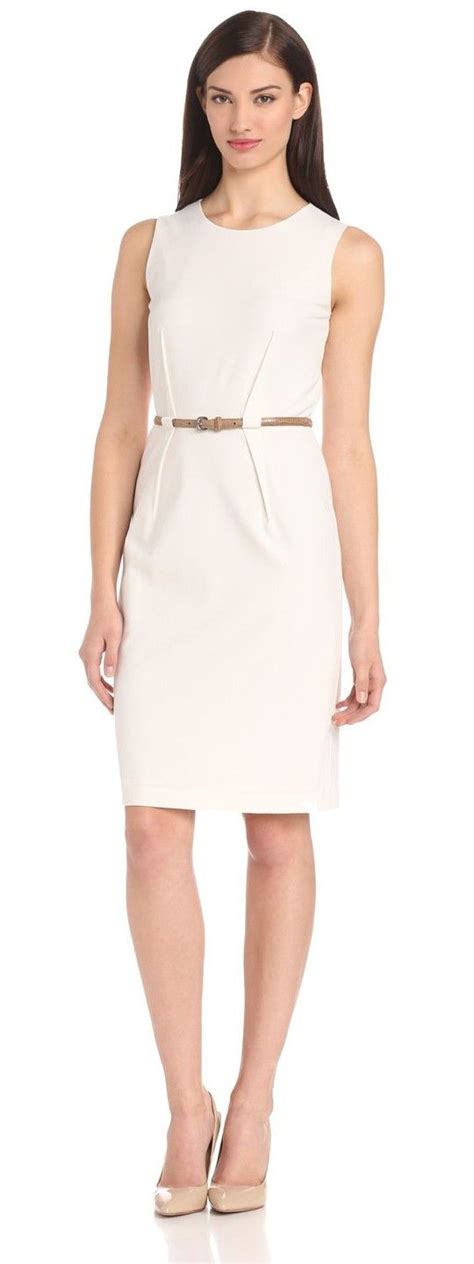 Calvin Klein Womens Sleeveless Belted Suit Dress