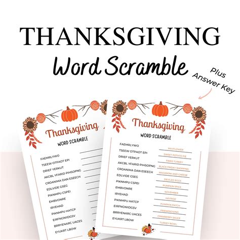 Thanksgiving Word Scramble Free Download Add A Little Adventure