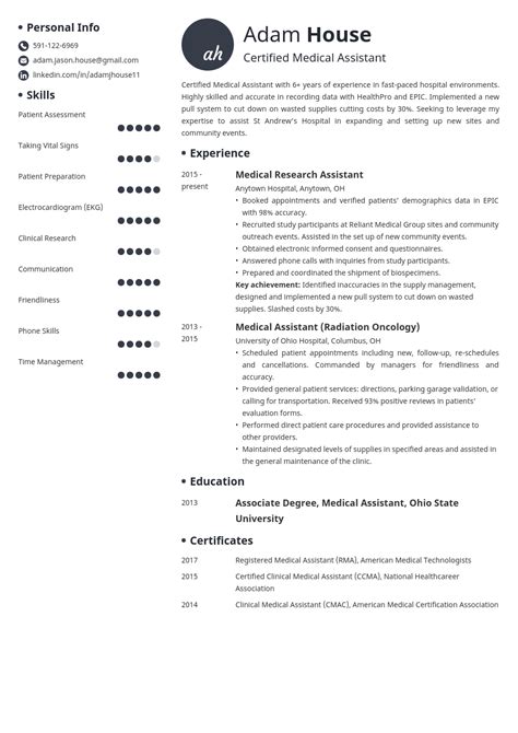 Medical Assistant Cv Sample—25 Examples And Writing Tips