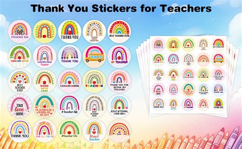 Amazon.com: Thank You Stickers for Teachers 250pcs Teacher Appreciation Week Sticker Labels for ...