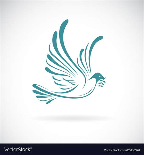 Dove Peace With Olive Branch On White Royalty Free Vector