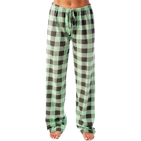 Biziza Buffalo Plaid Flannel Pajama Pants For Women With Pockets Green L