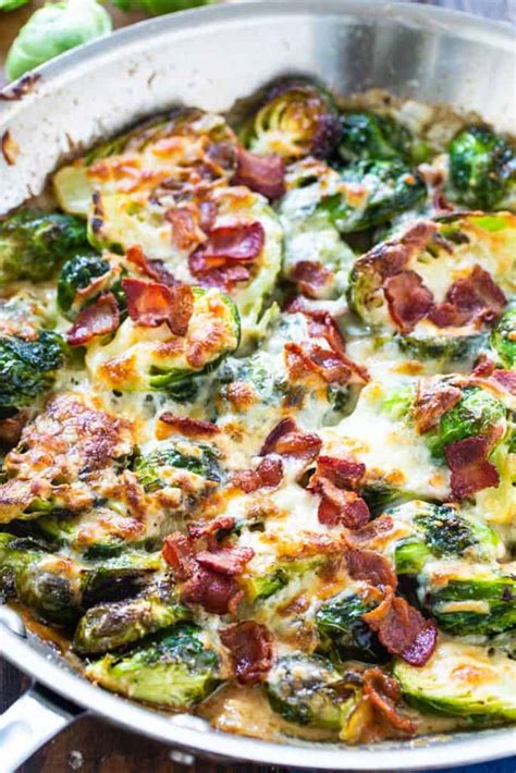 Cheesy Brussels Sprouts With Bacon Skinny Southern Recipes