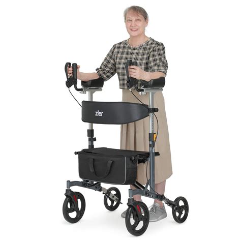 Zler Heavy Duty Upright Walker - Extra Wide Stand Up Rollator Walker Supports Up to 500 lbs ...