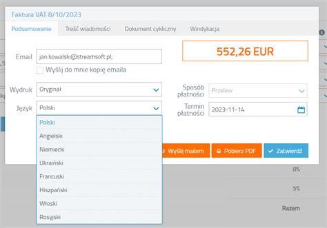 Faktury W J Zyku Obcym Streamsoft Firmino