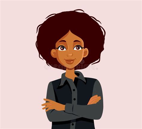 Happy Businesswoman Of African Ethnicity Vector Cartoon Avatar Stock Vector Illustration Of