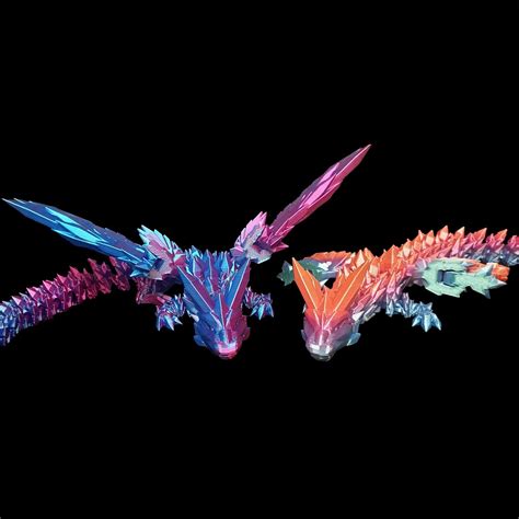 Articulated Crystal Wing Dragon Bendy 3d Printed Crystal Dragon With