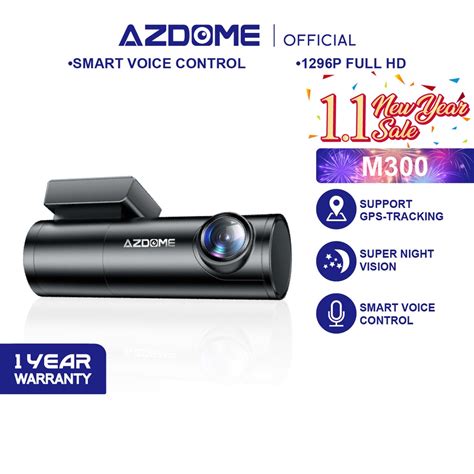 AZDOME M300 1296P Full HD Front DashCam Night Vision Smart Voice