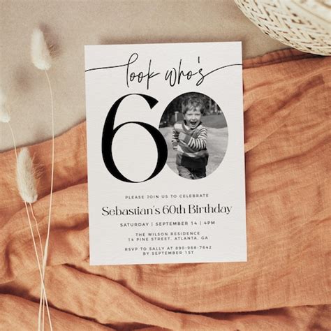 Male 60th Birthday Invitation Template Look Whos 60 Etsy