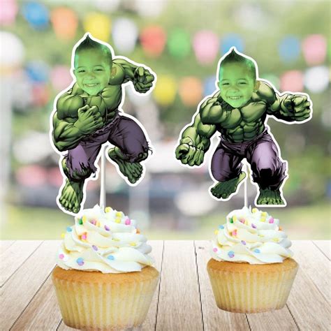 Hulk Custom Face Cupcake Toppers Hulk Cupcake Toppers Super Heroes