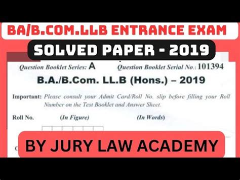 Pu Year Law Entrance Exam Solved Paper Best Pu Law Entrance