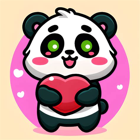 Cute Panda Holding Heart Valentine ClipArt Creative Fabrica