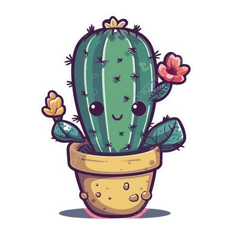 Joli Autocollant De Cactus Kawaii Vecteur Png Kawaii Cactus