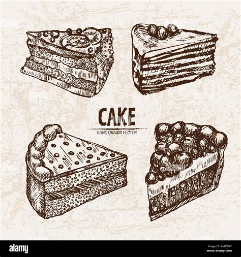 Cake Slice Drawing Vintage