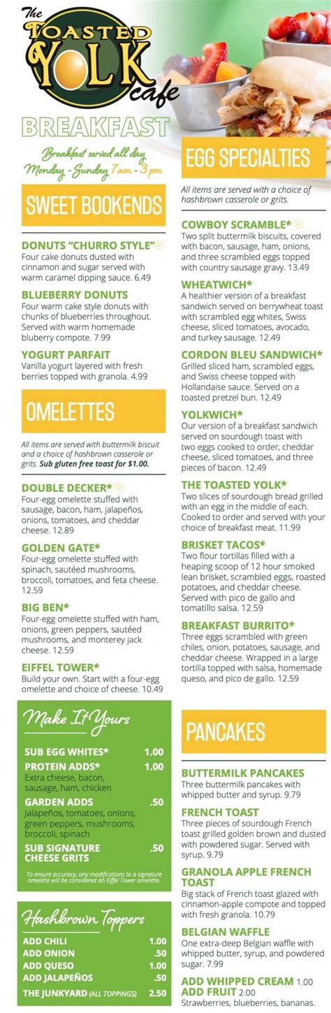 The Toasted Yolk Cafe Menu With Prices Updated May 2024