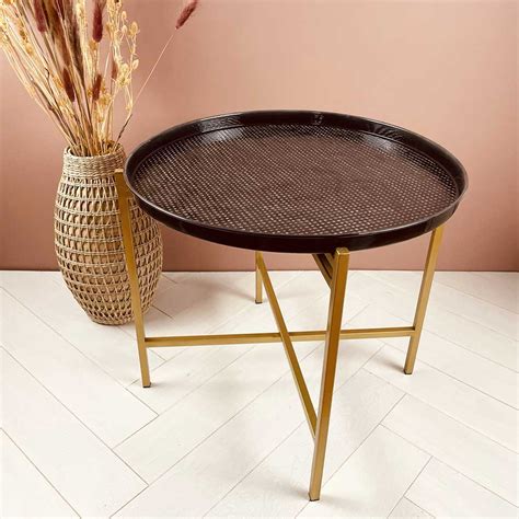 Table Basse Avec Plateau Rond En M Tal Maill Coloris Noir D Cm Amovible