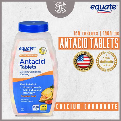 Equate Antacid Tablets 1000mg (72 & 160 Chewable Tablets) | Lazada PH