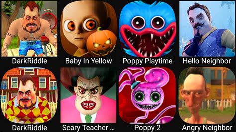 Dark Riddle Hello Neighbor Poppy Playtime 1 2 Angry Neighbor Baby In