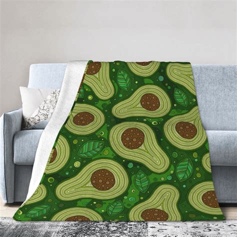 Ocsxa Flannel Fleece Big Colorful Avocados Print Throw Blanket