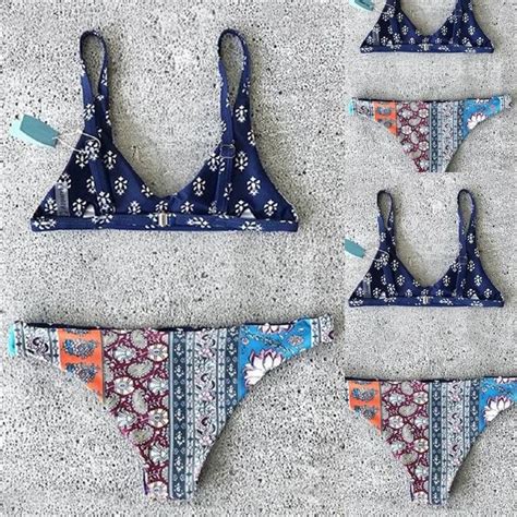 Hot Sexy Thick Padded Bikinis Women Swimwear Retro Low Waist Bandage