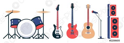 rock band instruments set stock vector  crushpixel