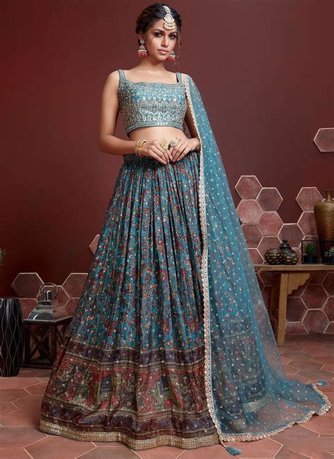 Peacock Blue Lehengas