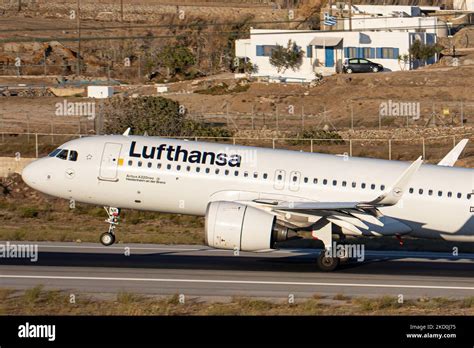 Lufthansa Airbus A320neo Aircraft As Seen On Final Approach Flying Over