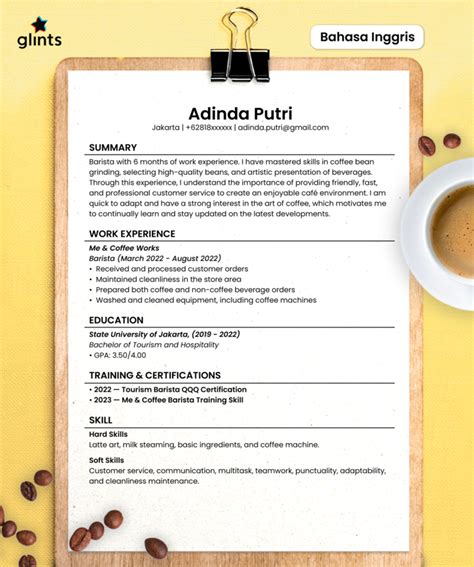 Cv Barista Struktur Contoh Dan Template Gratis