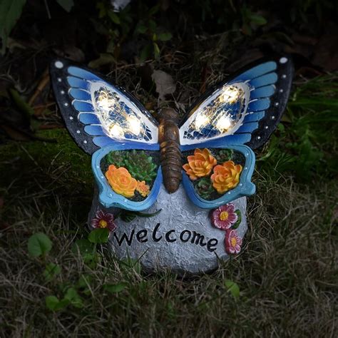 Yiosax Garden Statue Butterfly Solar Butterfly Decor For Outdoor