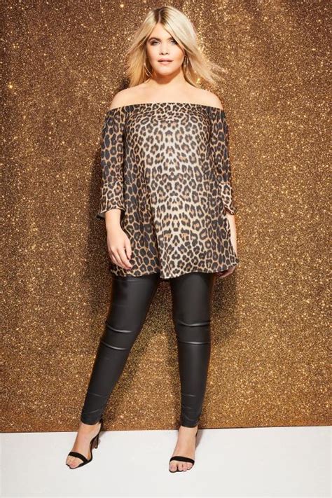 Leopard Print Bardot Top Plus Size 16 To 36 Yours Clothing