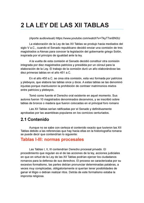 La Ley De Las Xii Tablas Apuntes De Clase La Ley De Las Xii