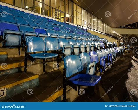 Blue Seats in the Stadium stock photo. Image of football - 131571696