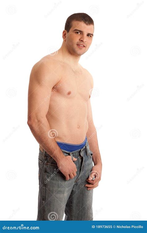 Shirtless Man In Jeans Stock Image Image Of Athletic 18973655