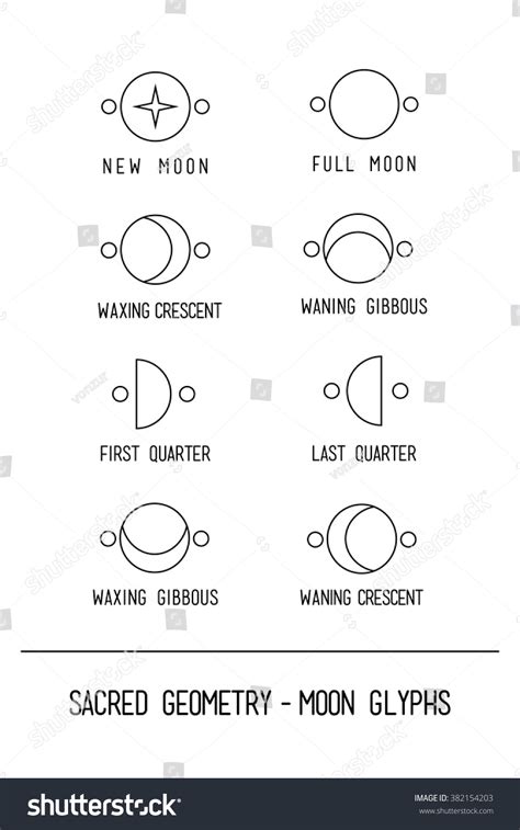 Moon Glyphs Sacred Geometry Line Design Stock Vector Royalty Free