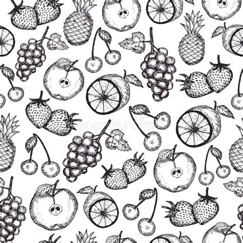 Hand Draw Fruits Seamless Pattern Stock Illustration Illustration Of