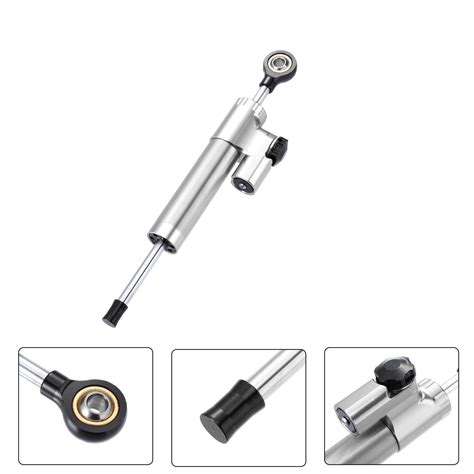 Universal Motorcycle Steering Damper Silver Tone Adjustable Linear