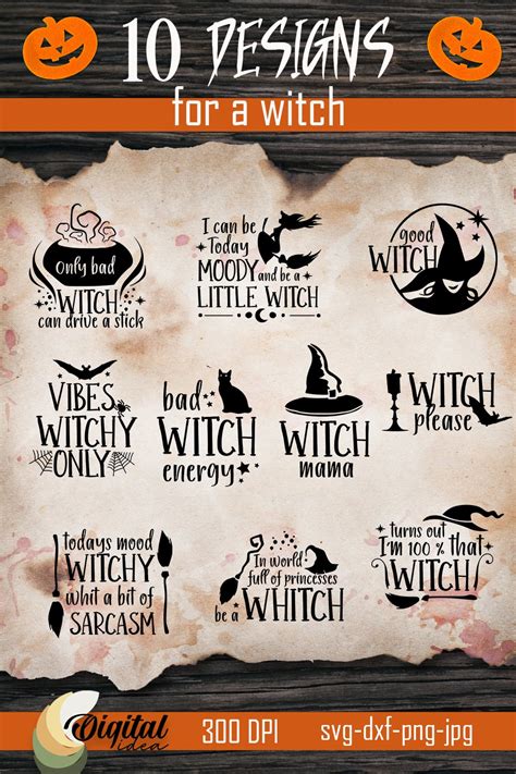 Witch Halloween Quotes Svg Bundle Vintage Halloween Bundle