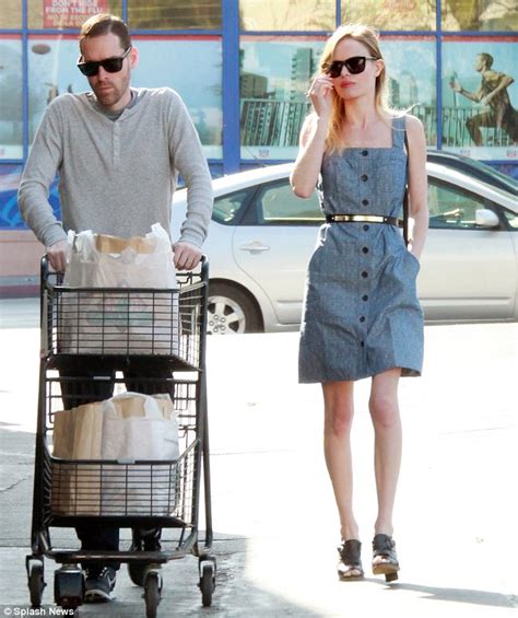 Kate Bosworth Shows Off Her Very Slim Figure In Denim Pinafore Dress As