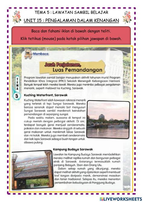 Lawatan Sambil Belajar Live Worksheets