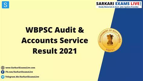 WBPSC Audit Accounts Service Exam Result 2022 23 West Bengal PSC