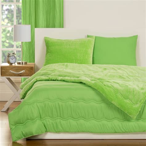 Crayola Playful Plush Green Pleated Comforter Set Fullqueen 3pc