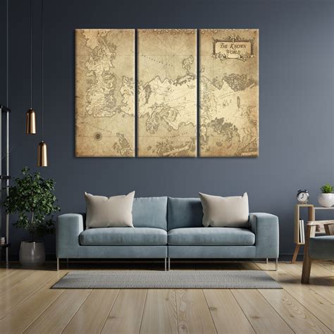 Game of Thrones Map Canvas Wall Art, Westeros Map Print, Wall Art ...