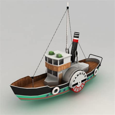 paddle steamer boat 3d model