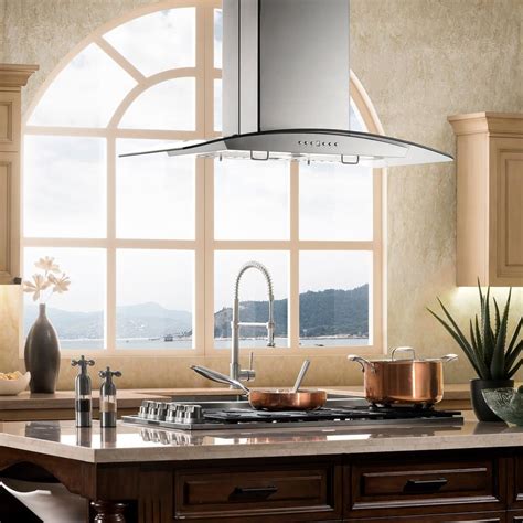 Perfect Glass Range Hoods Island Black Top Kitchen